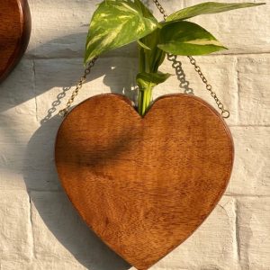 Handmade Heart-shaped Wooden Hanging Planter