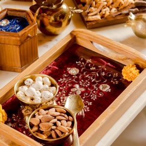 Aari Zardozi Pinewood and Glass Handcrafted Tray