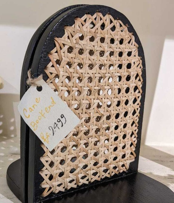 Handwoven Cane Bookends