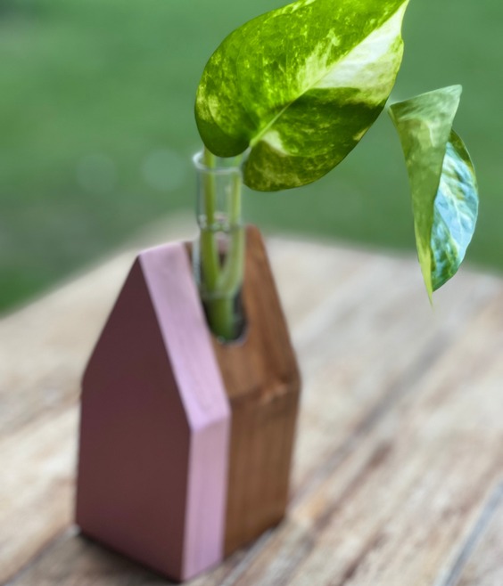 Hut-shaped Wooden Table Planter