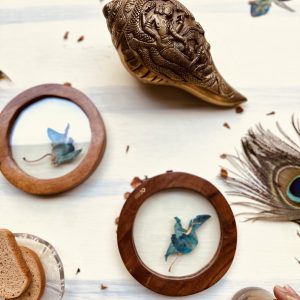 Wooden Pressed Flower Glass Coaster