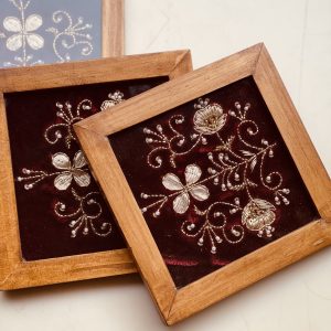 Pure Velvet Aari Zardozi Glass Coaster