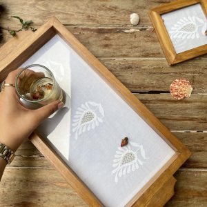 Chikankari Glass Tray