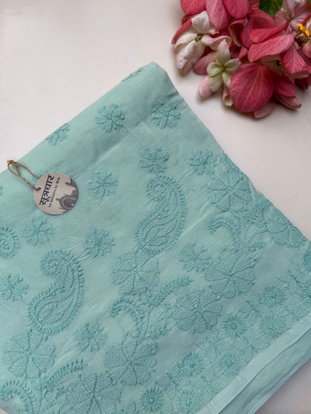 Bakhiya Phanda Chikankari Cotton Saree