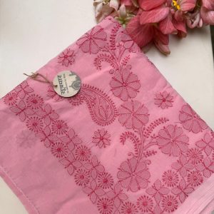 Bakhiya Phanda Chikankari Cotton Saree