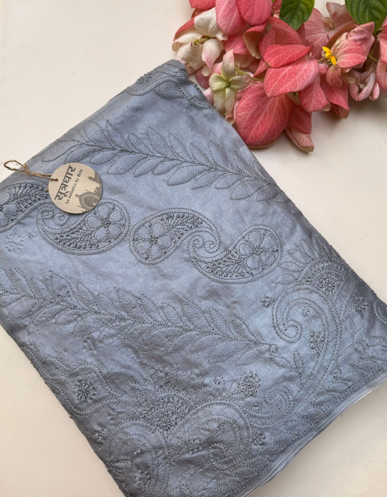 Paper Silk Skirt With Grey Saree