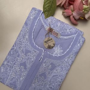 Chikankari Cotton Mukesh Work Kurti