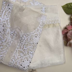 Chikankari Mul Anarkali Mukesh Work Semi Stitched With Stole