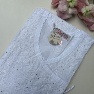Chikankari Cotton Angrakha Mukesh Work