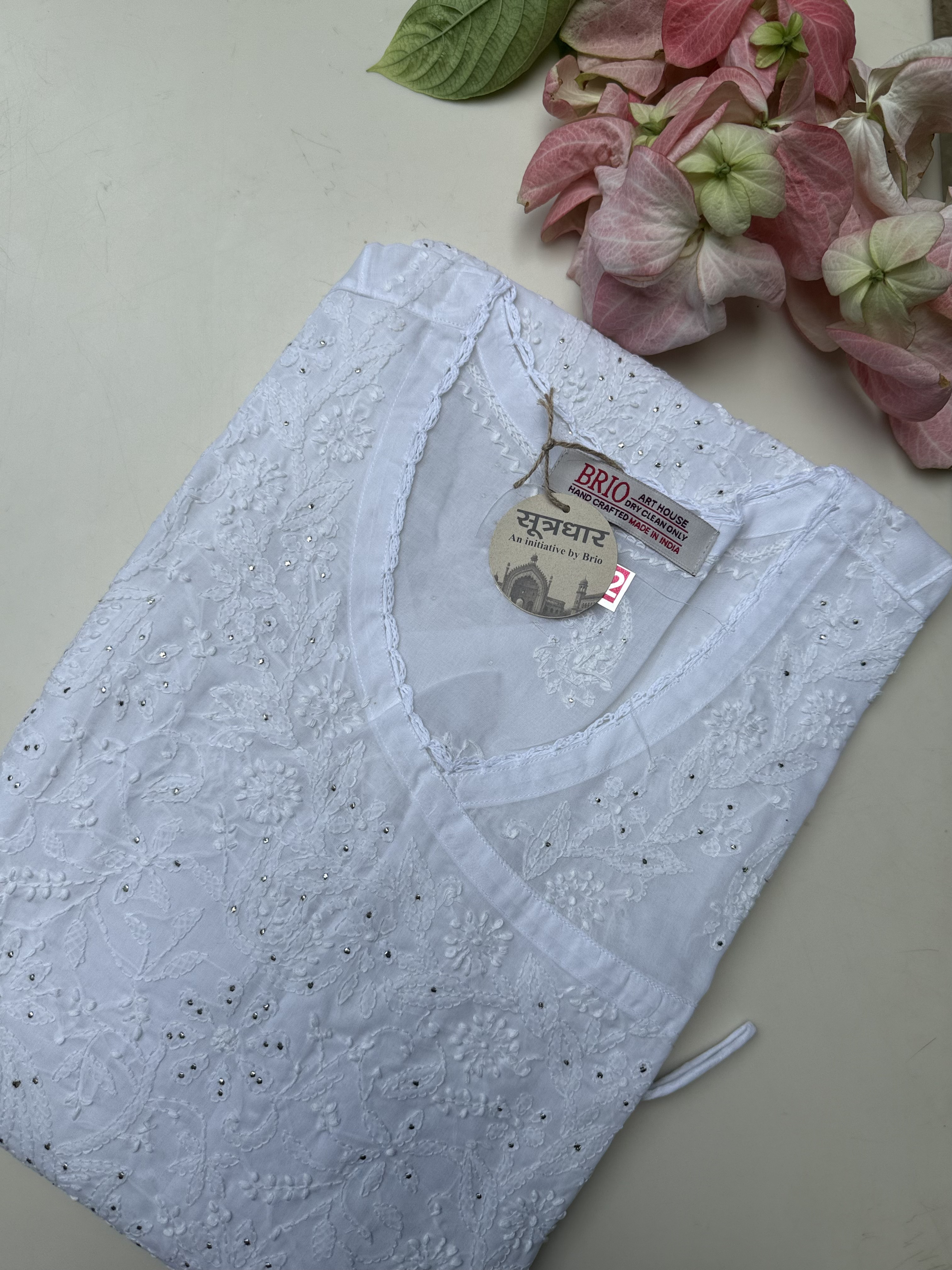 Chikankari Cotton Angrakha Mukesh Work