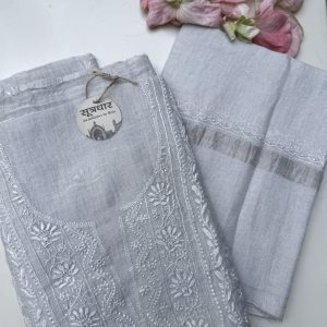 Tussar Chikankari Fine Work Suit With Dupatta
