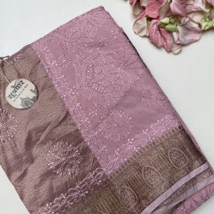 Chikankari Chanderi Resham Dhaga Saree
