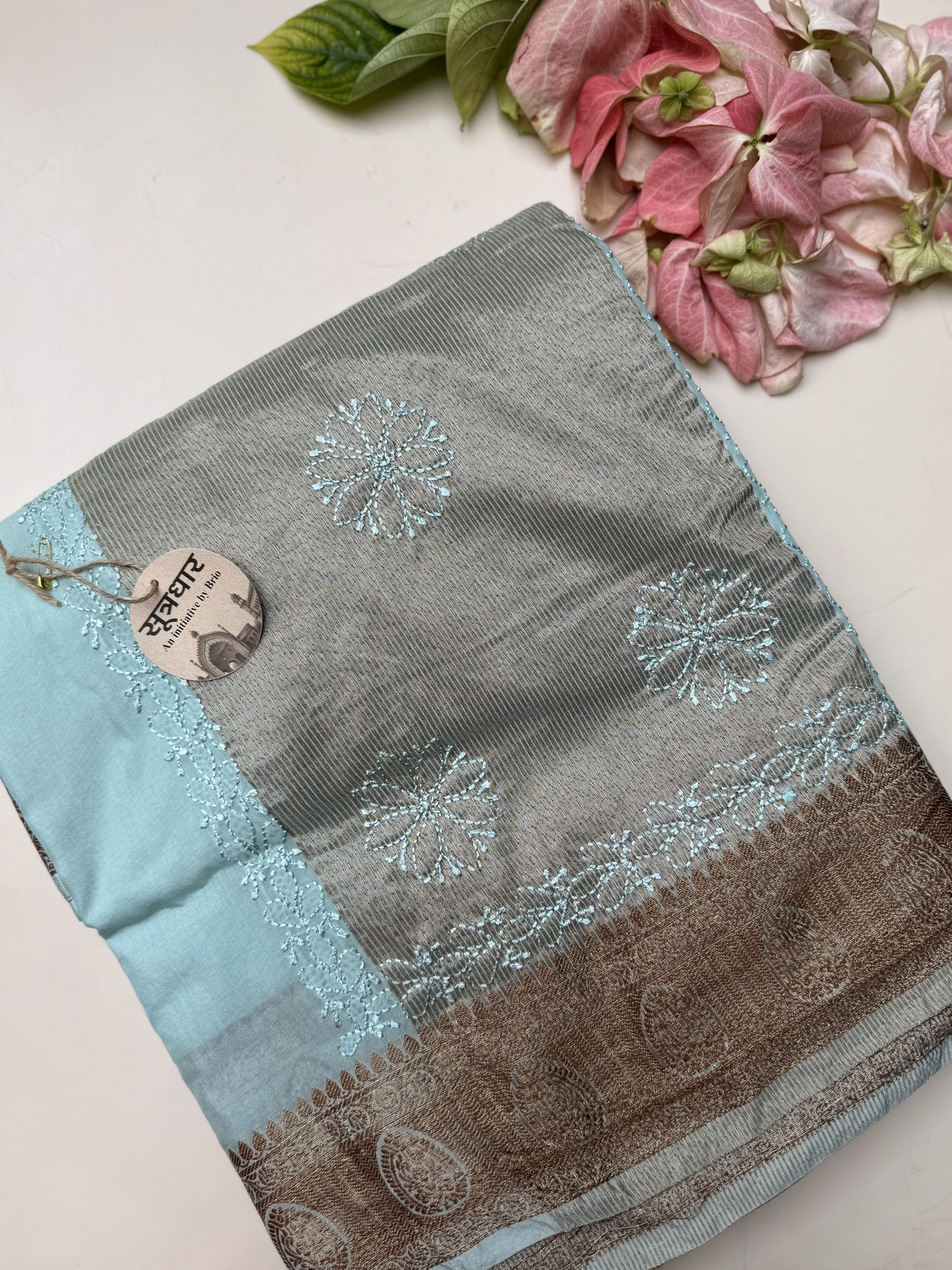 Chikankari Chanderi Resham Dhaga Saree