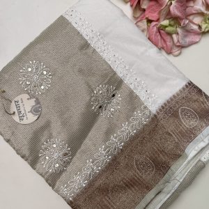 Chikankari Chanderi Mukesh Work Saree
