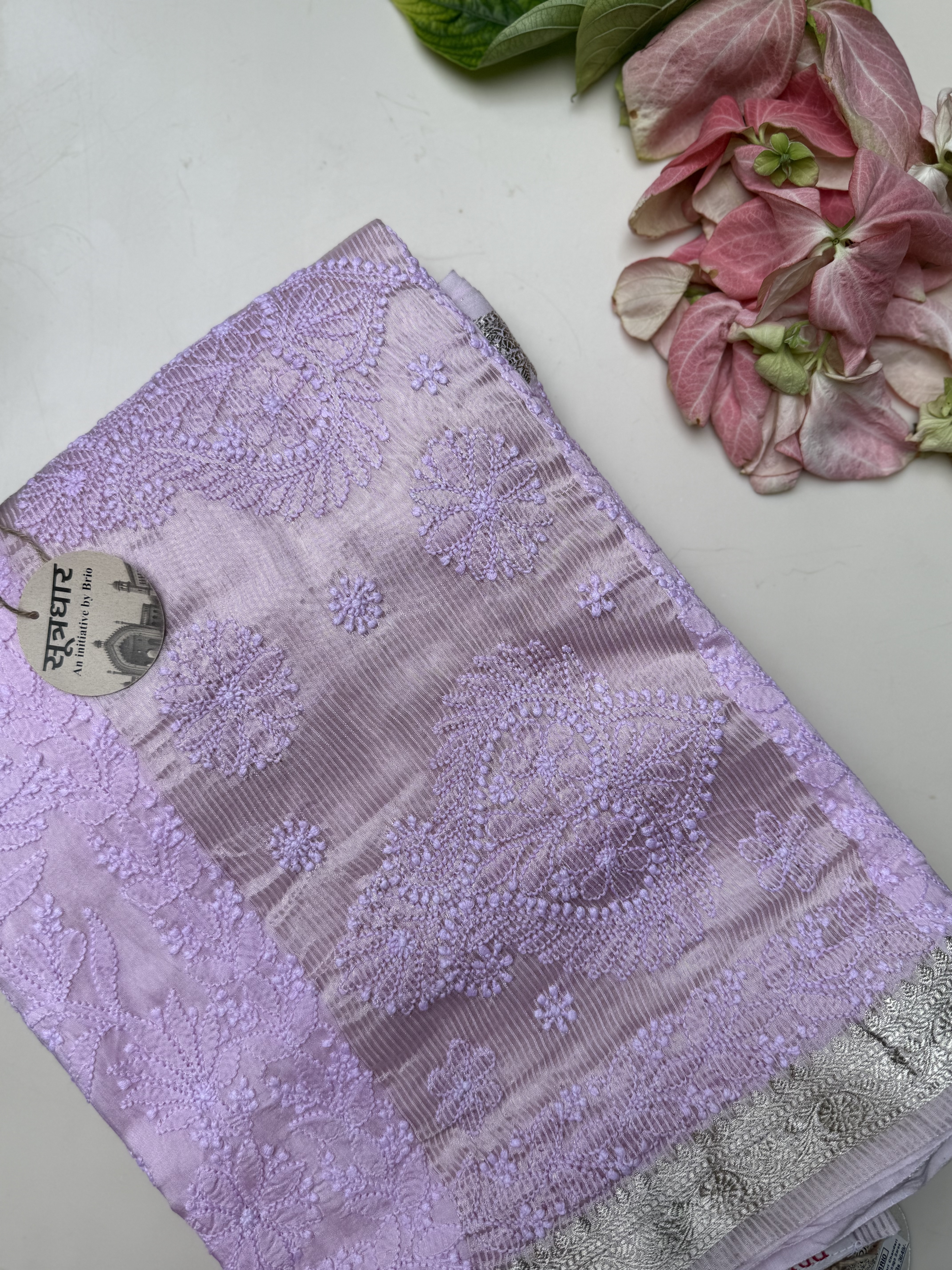 Chikankari Chanderi Resham Dhaga Saree