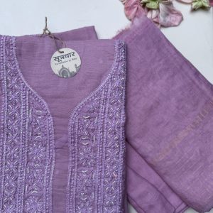 Chikankari Unstitched Chanderi Moti Work