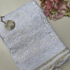 Chikankari Silk Moti Work Saree