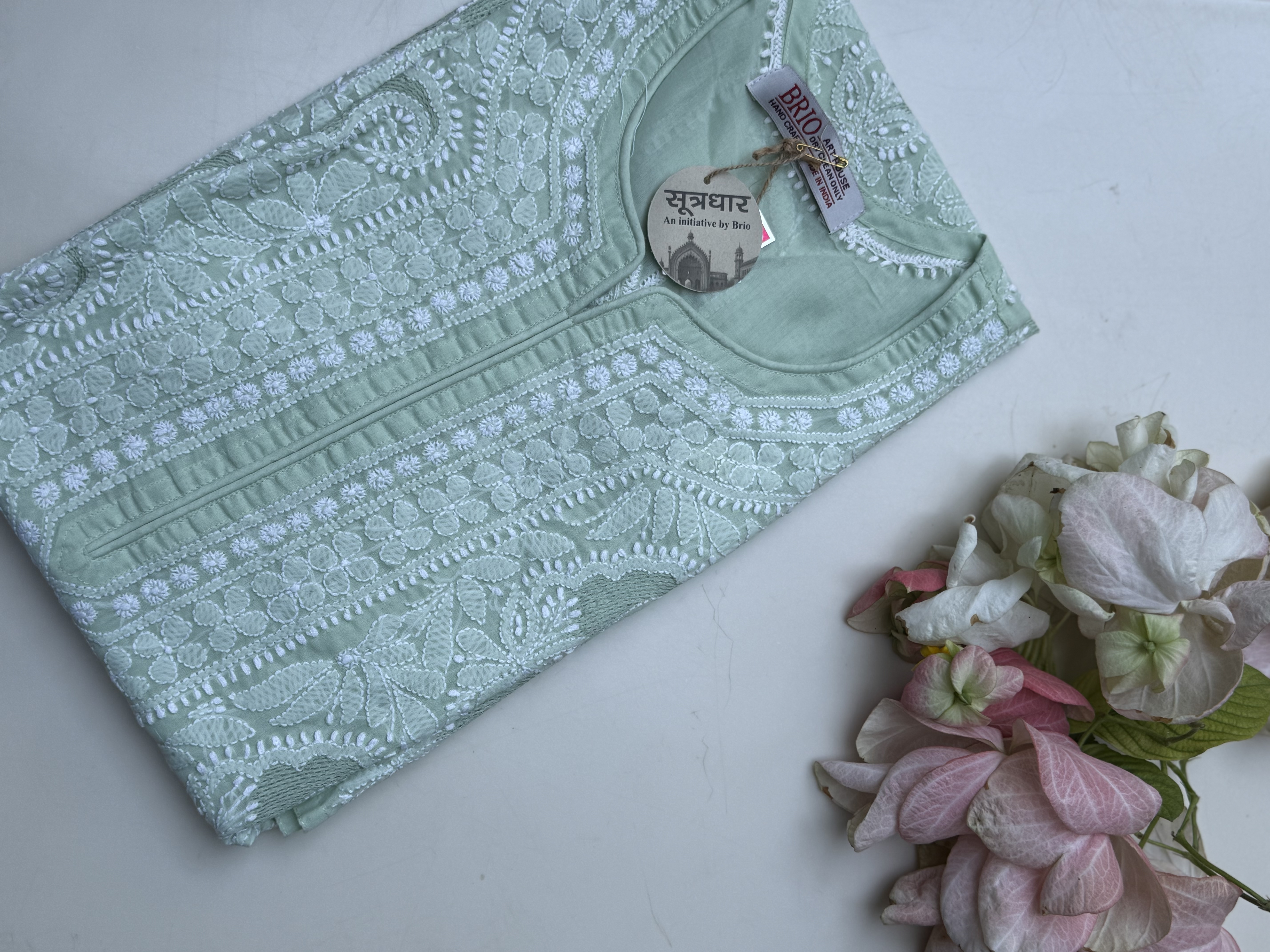 Stitched Front Work Handmade Jaali Cotton Ladies Kurti