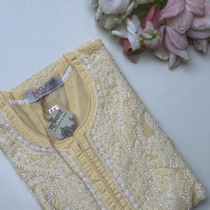 Stitched Front Work Handmade Jaali Cotton Ladies Kurti