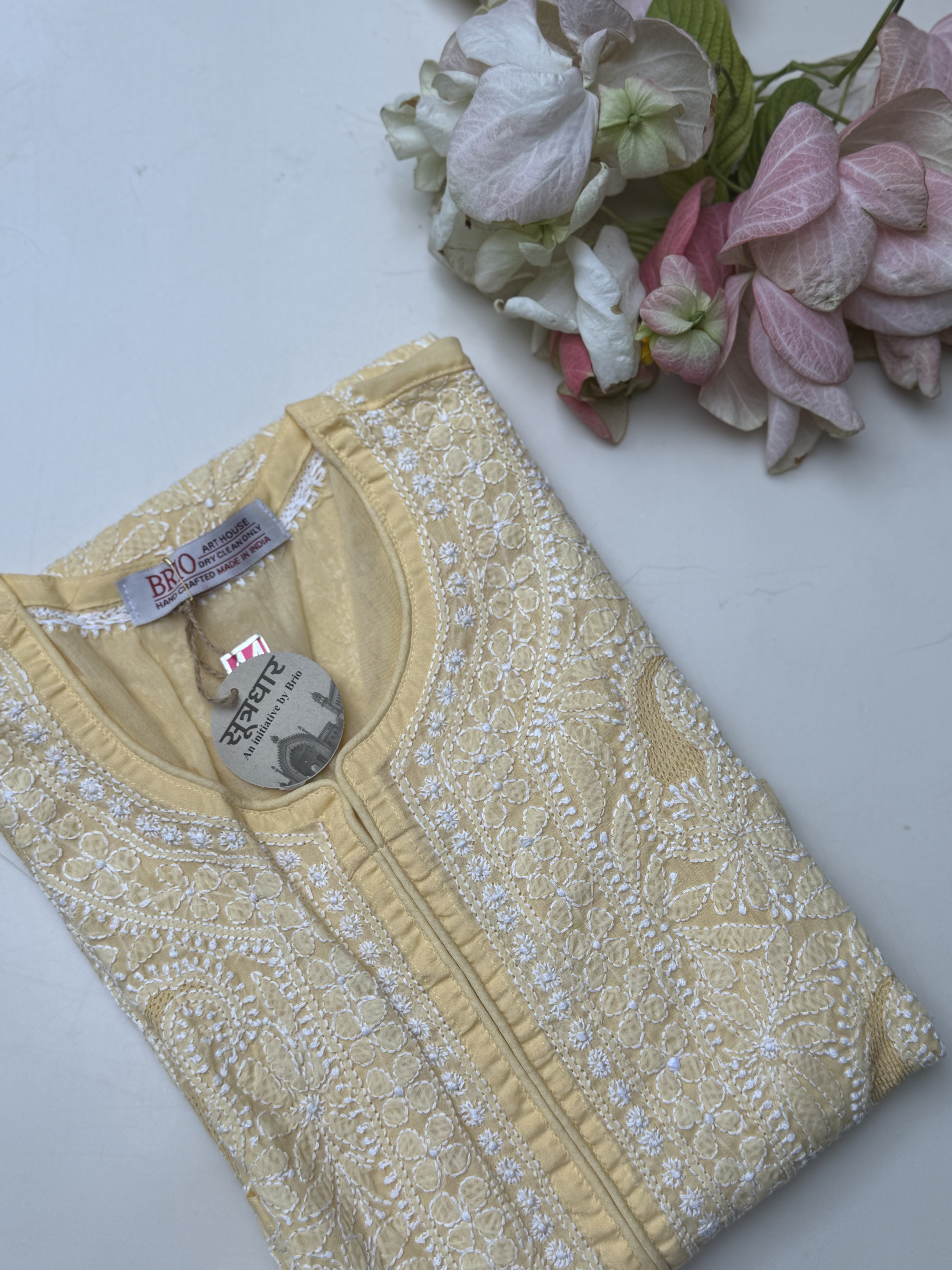 Stitched Front Work Handmade Jaali Cotton Ladies Kurti