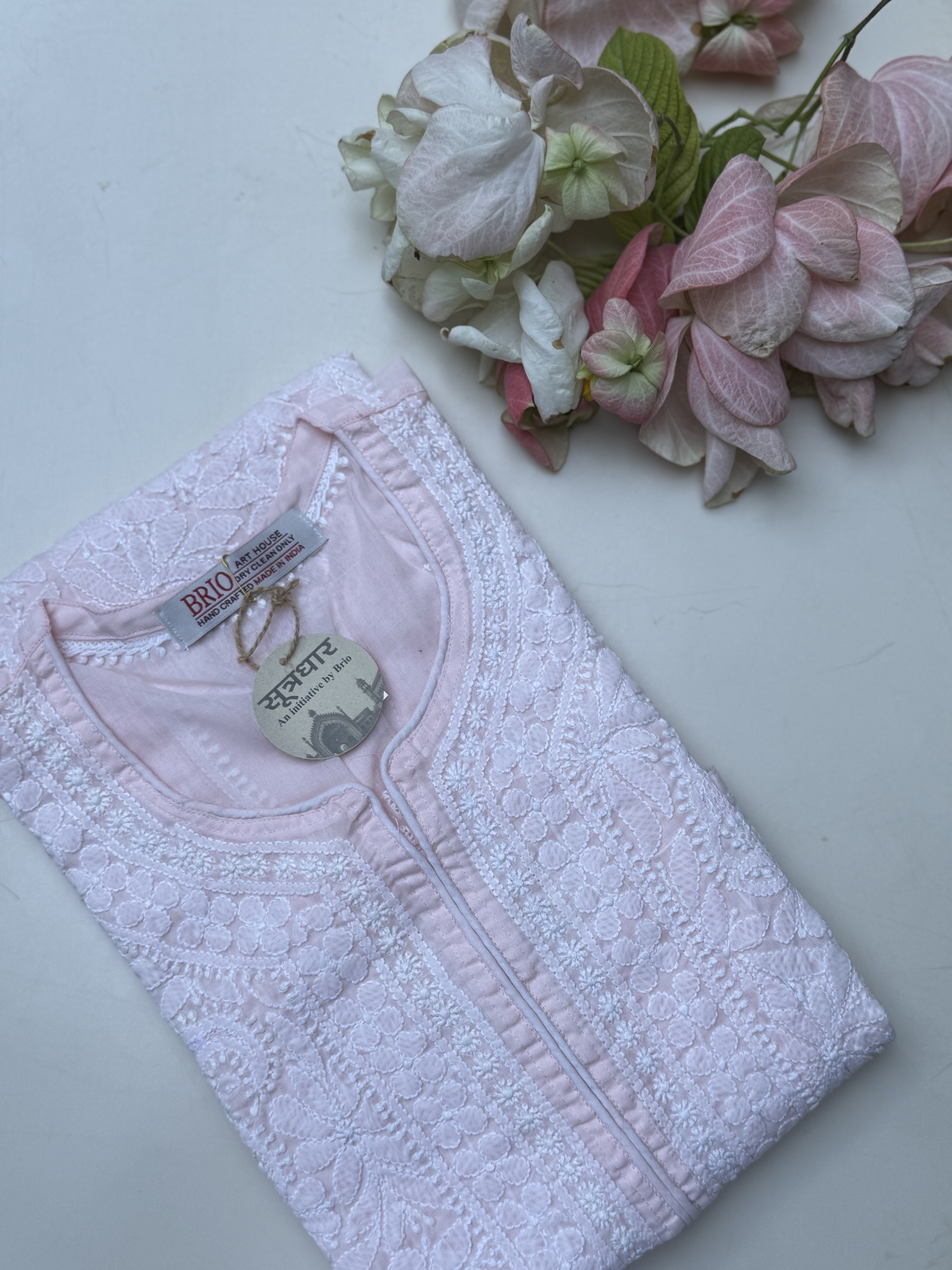 Stitched Front Work Handmade Jaali Cotton Ladies Kurti