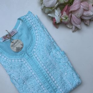 Stitched Front Work Handmade Jaali Cotton Ladies Kurti