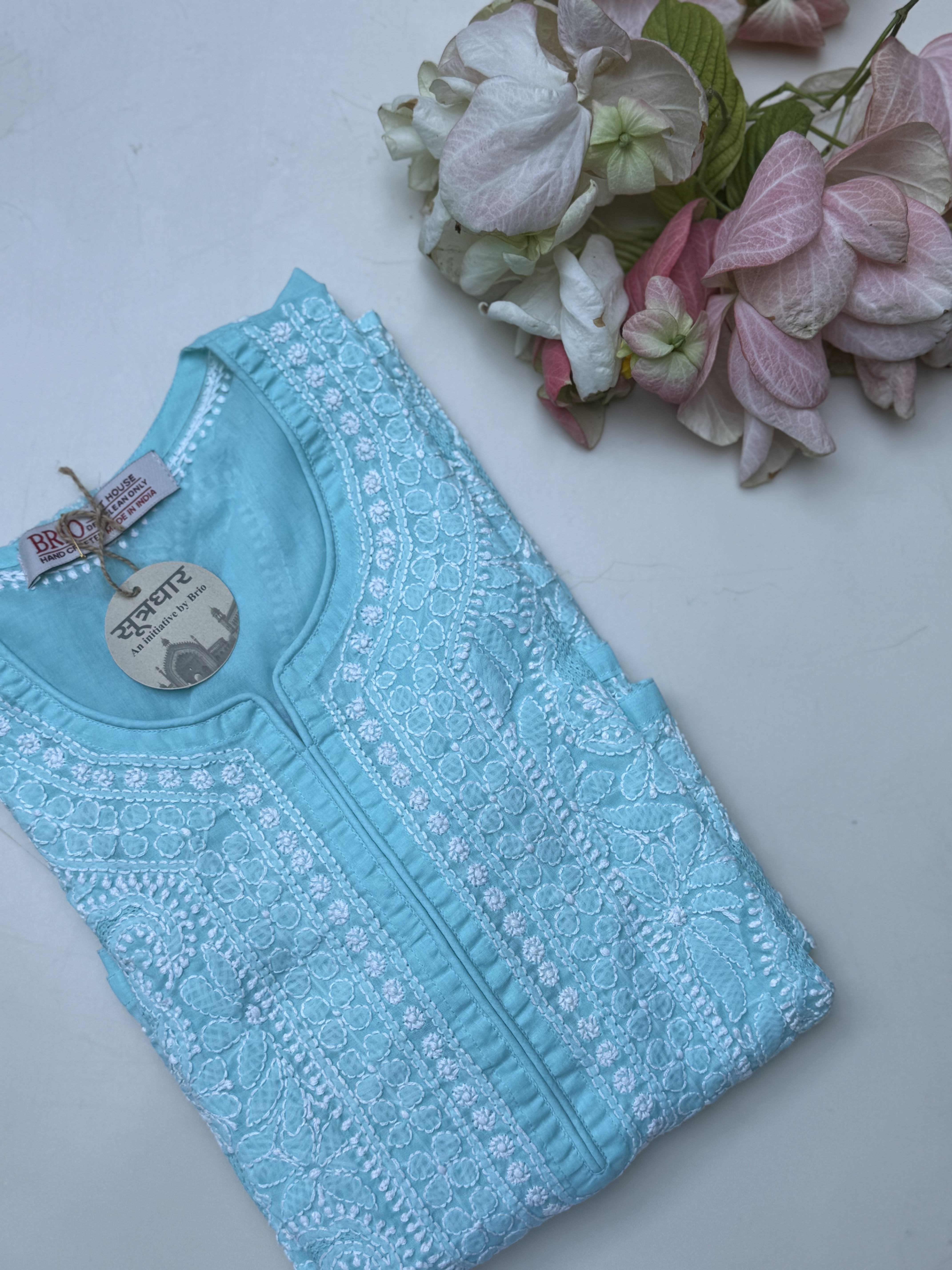 Stitched Front Work Handmade Jaali Cotton Ladies Kurti