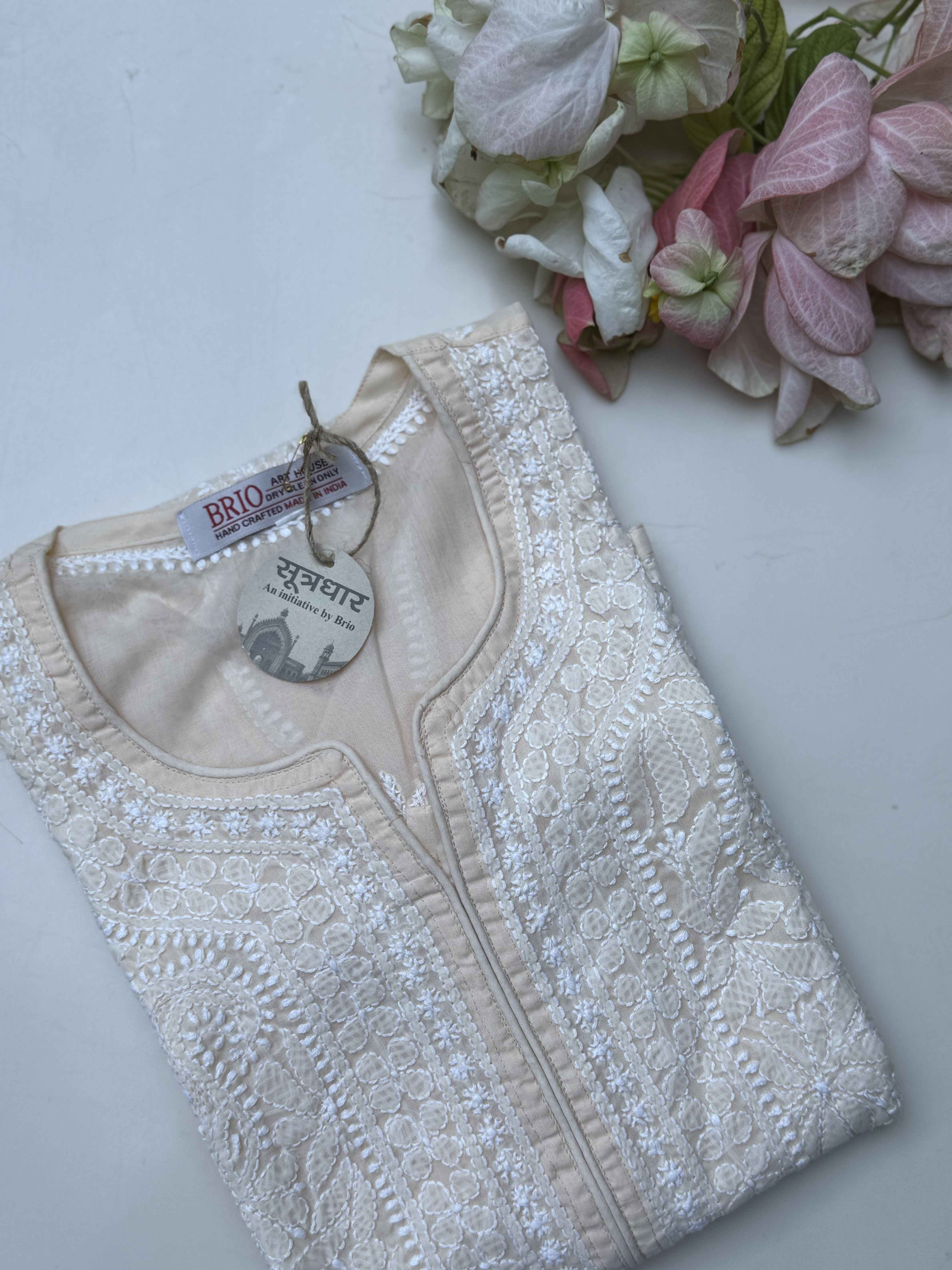 Stitched Front Work Handmade Jaali Cotton Ladies Kurti