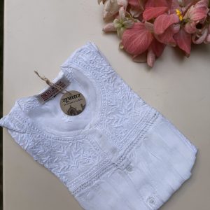 Chikankari Stitched Satin Shirt Female