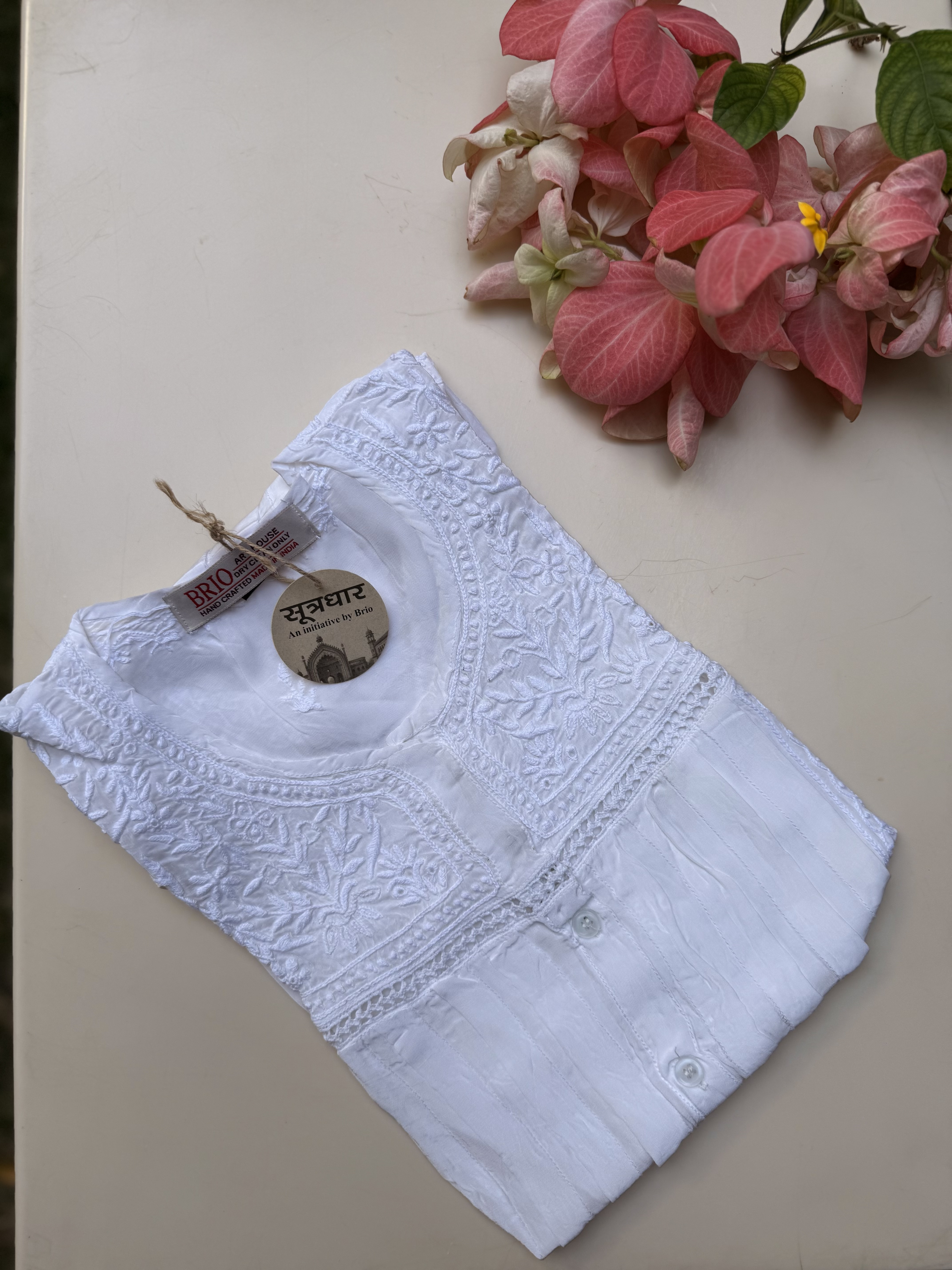 Chikankari Stitched Satin Shirt Female