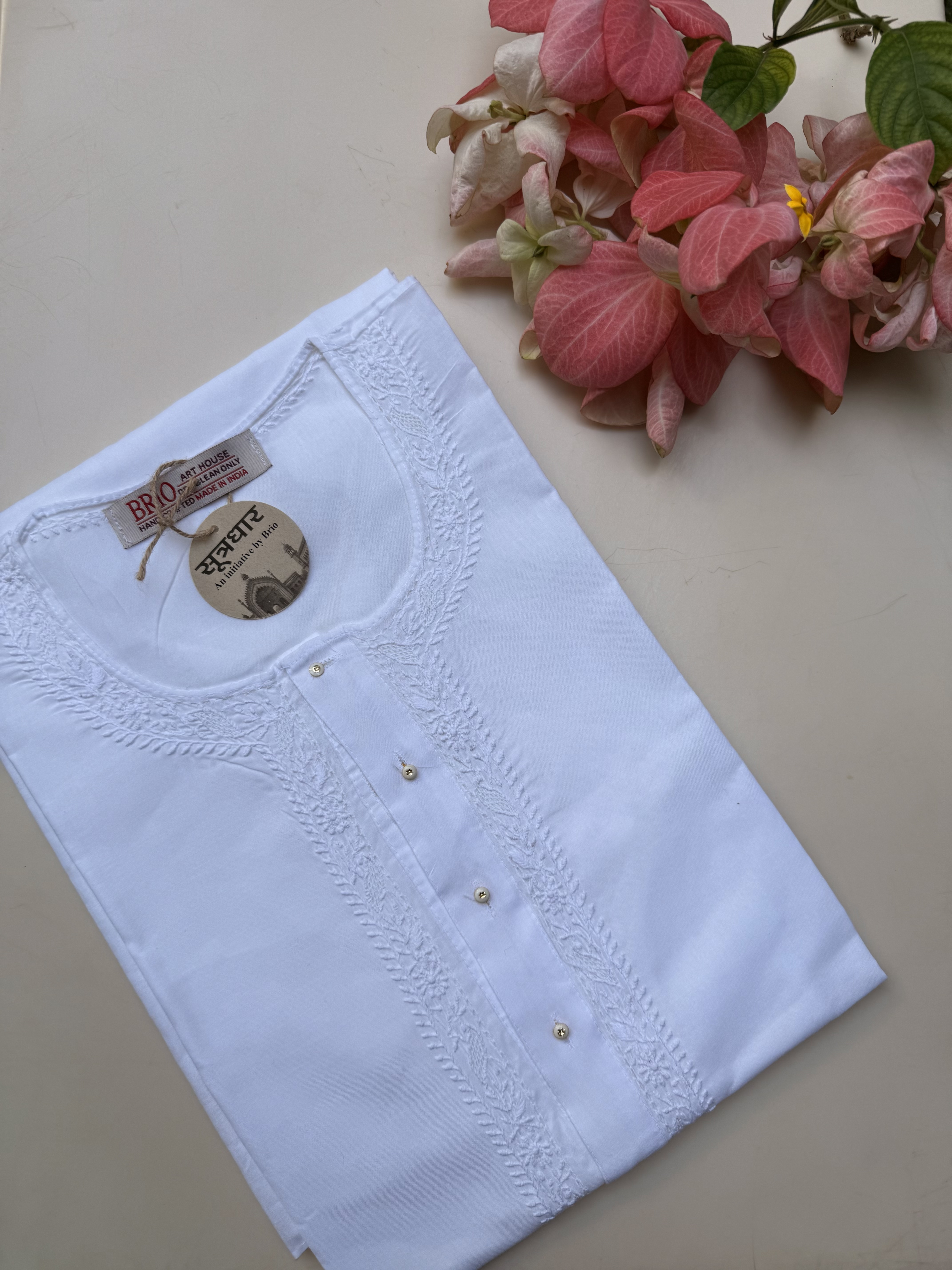 Chikankari Daraz Unisex Fine Work Pure Cotton Kurta - Image 7