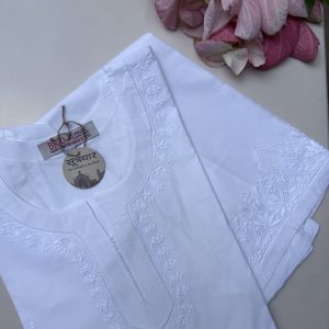 Pure Cotton Fine Chikankari Work Long Kurta with Pant