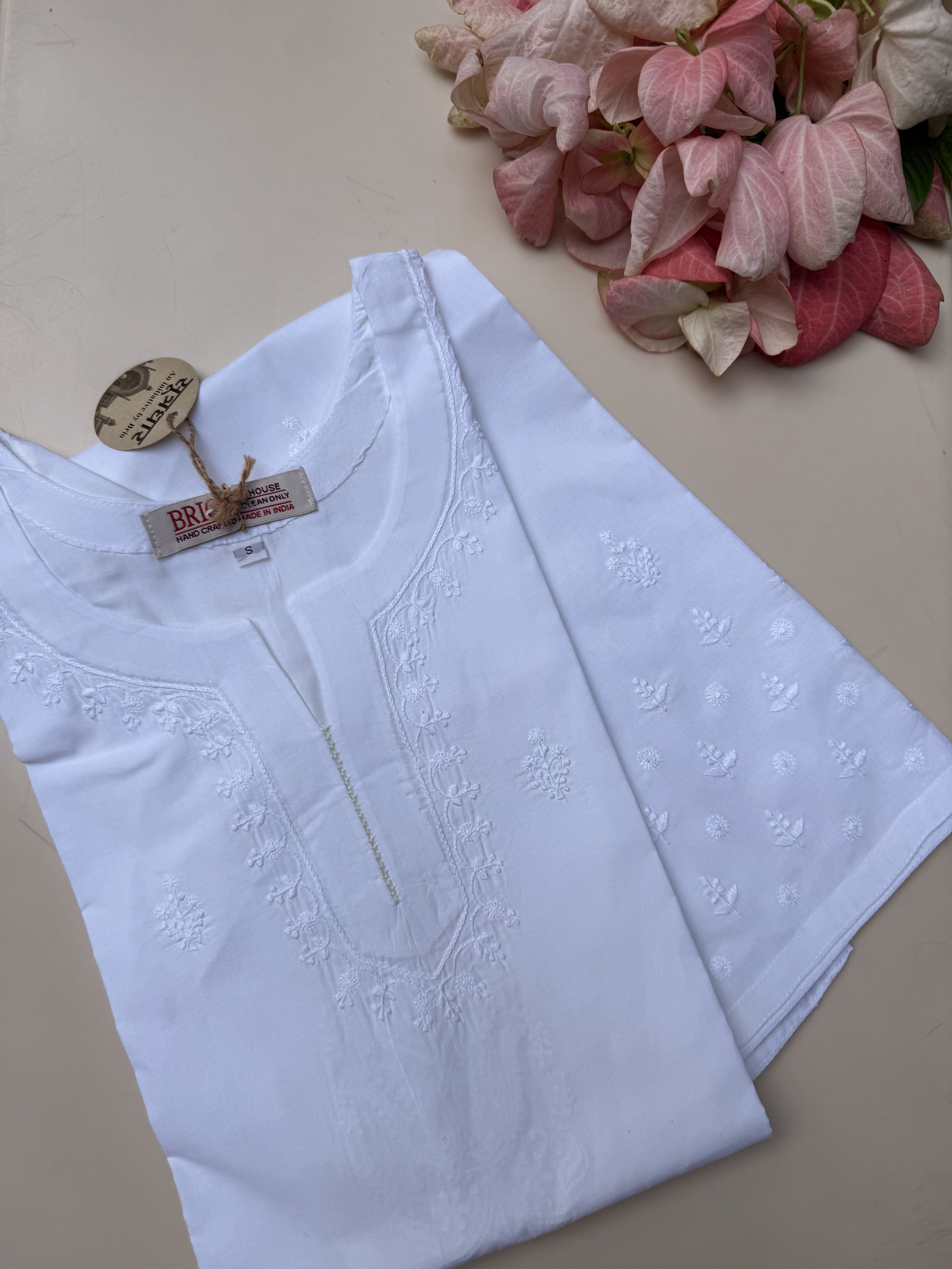 Pure Cotton Chikankari Fine Booti Work Long Kurti - Image 6