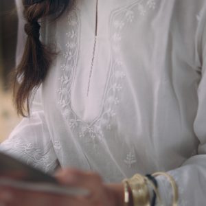 Pure Cotton Chikankari Fine Booti Work Long Kurti