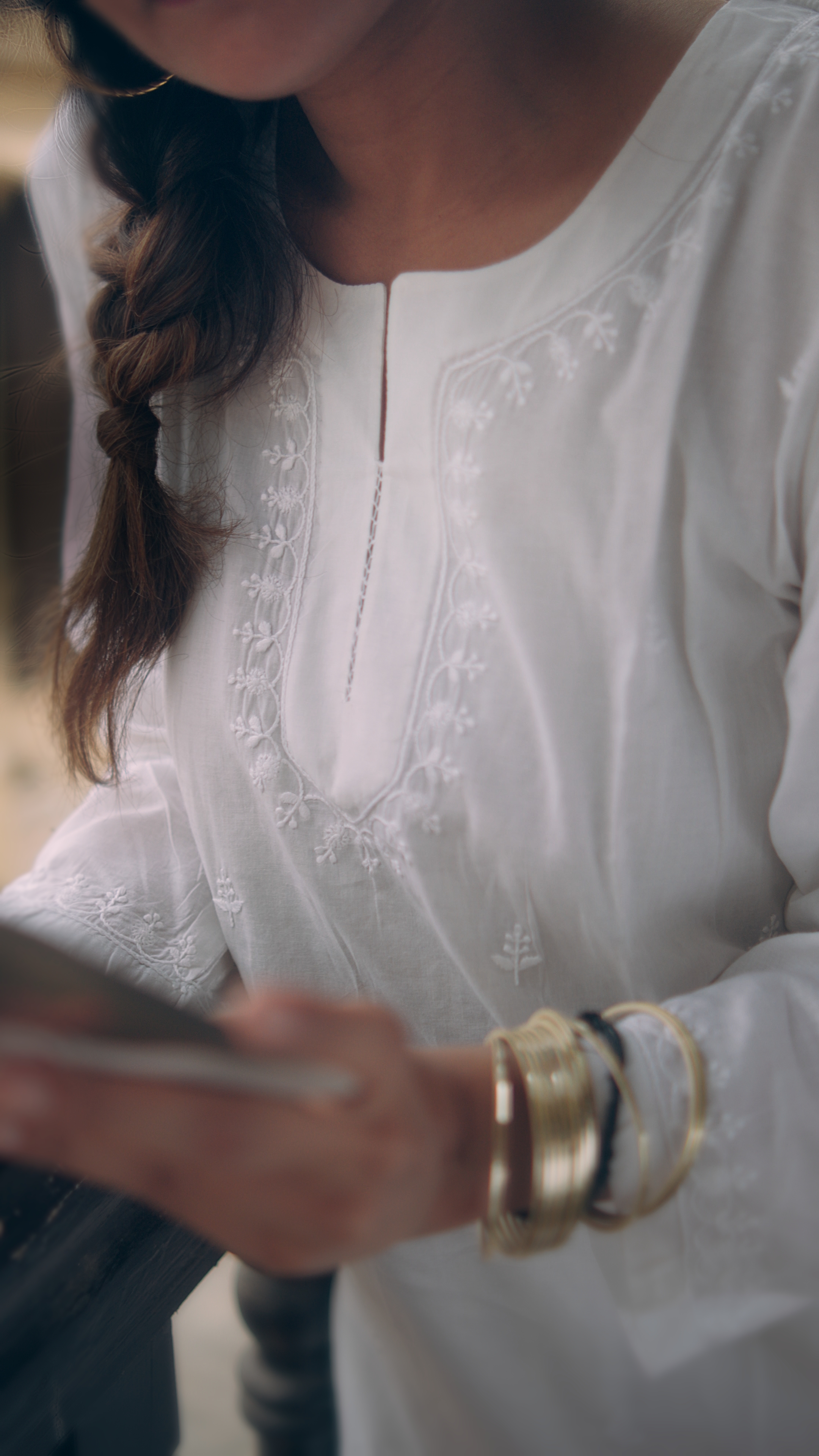 Pure Cotton Chikankari Fine Booti Work Long Kurti