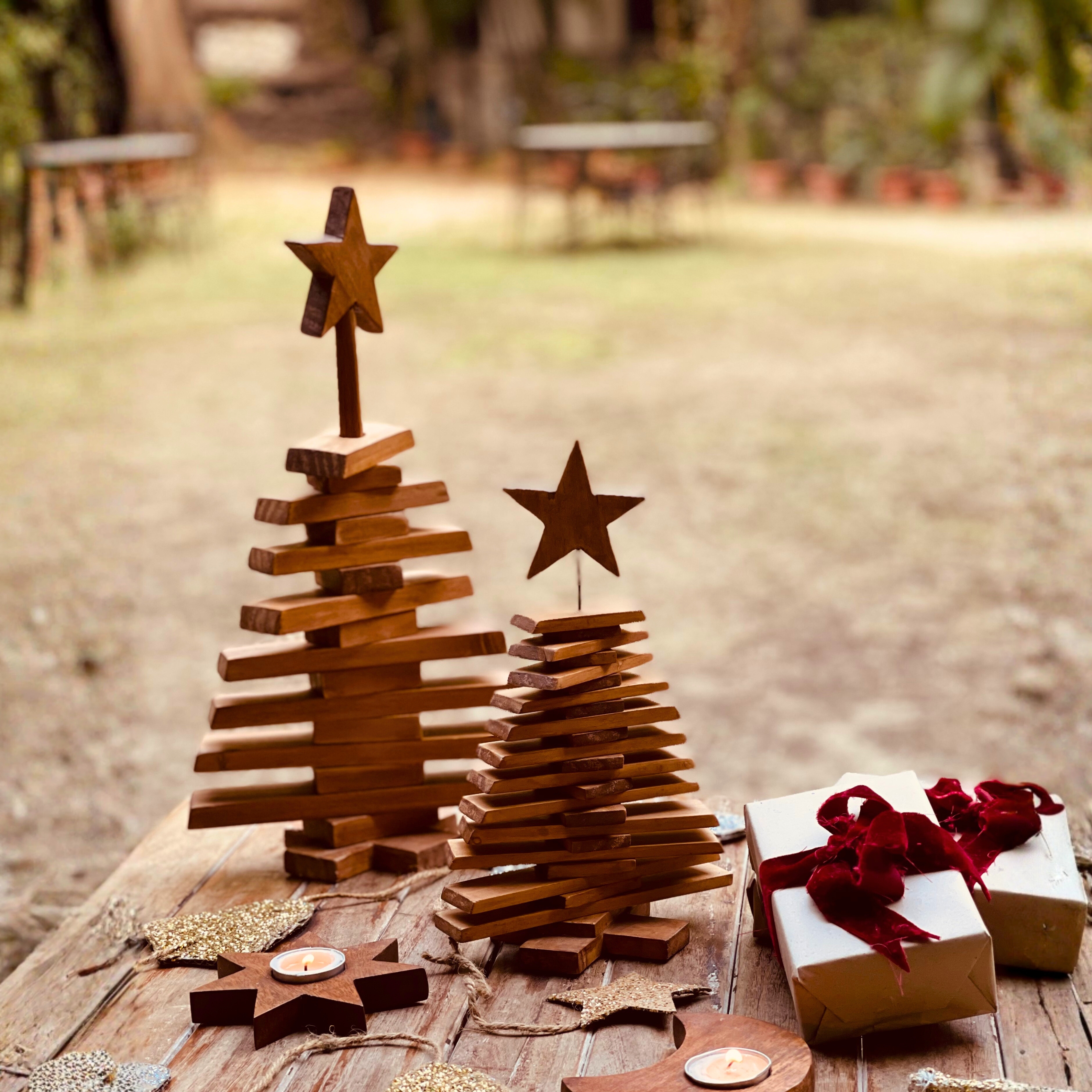 Handmade zig zag pinewood Christmas tree décor.