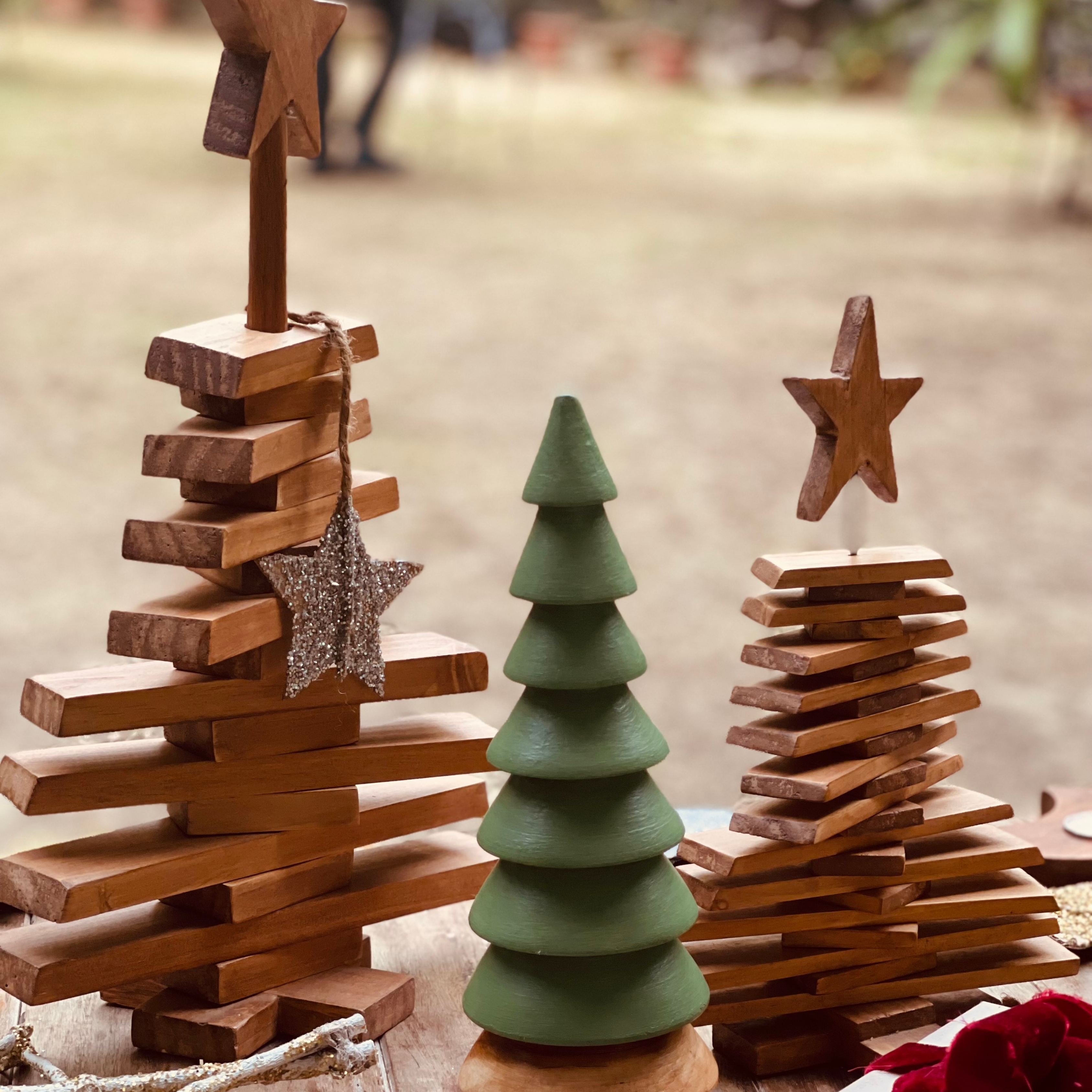 Handmade zig zag pinewood Christmas tree décor.