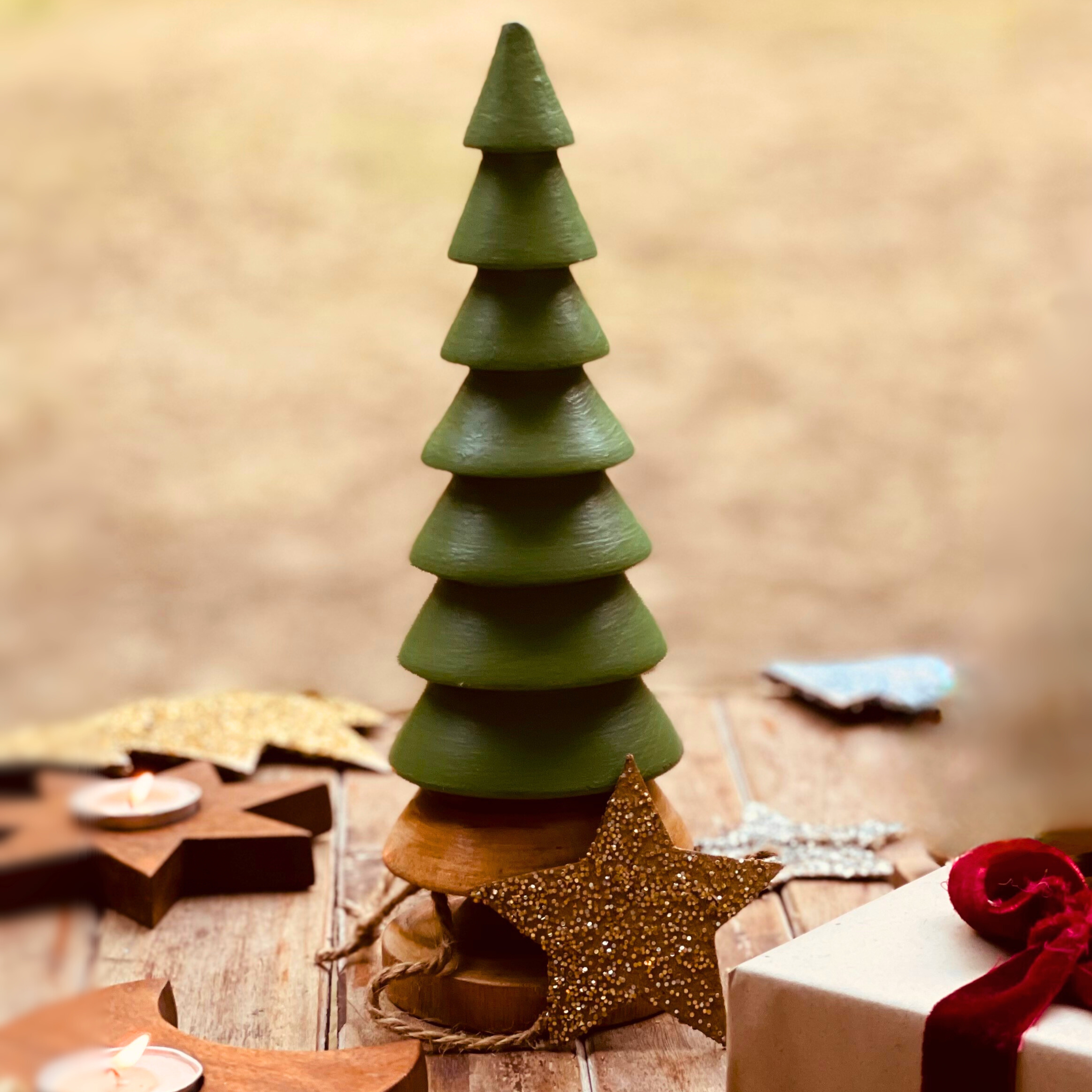 Handpainted wooden Christmas tree 10 inch pine wood décor – Brio Art House