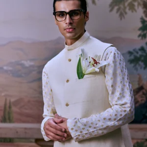 Minimal White Khadi Sadri & Dhoti set