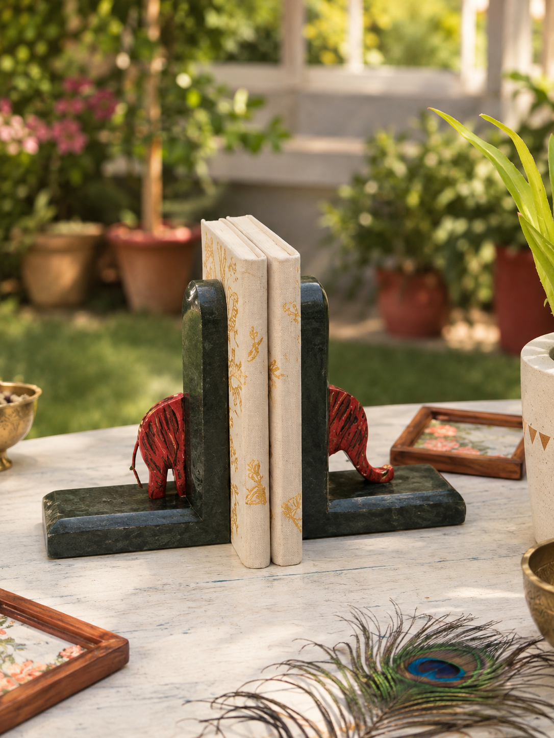 Handmade Wooden elephant Bookstand by Brio Art House.