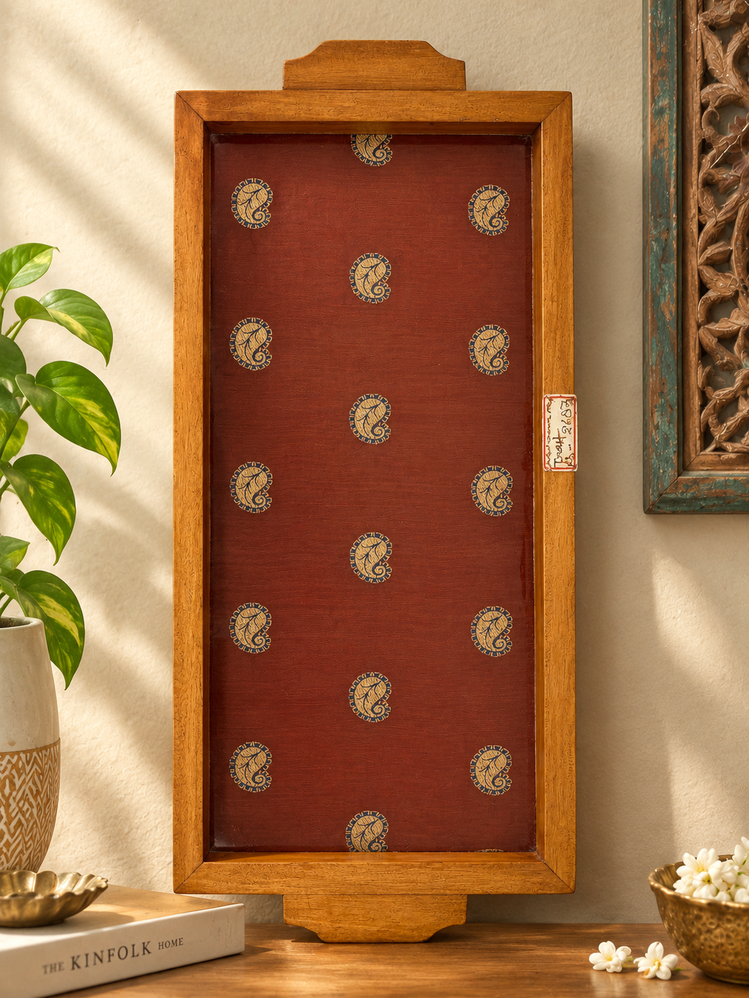 Handmade Old Red Saree Tray by Brio Art House.