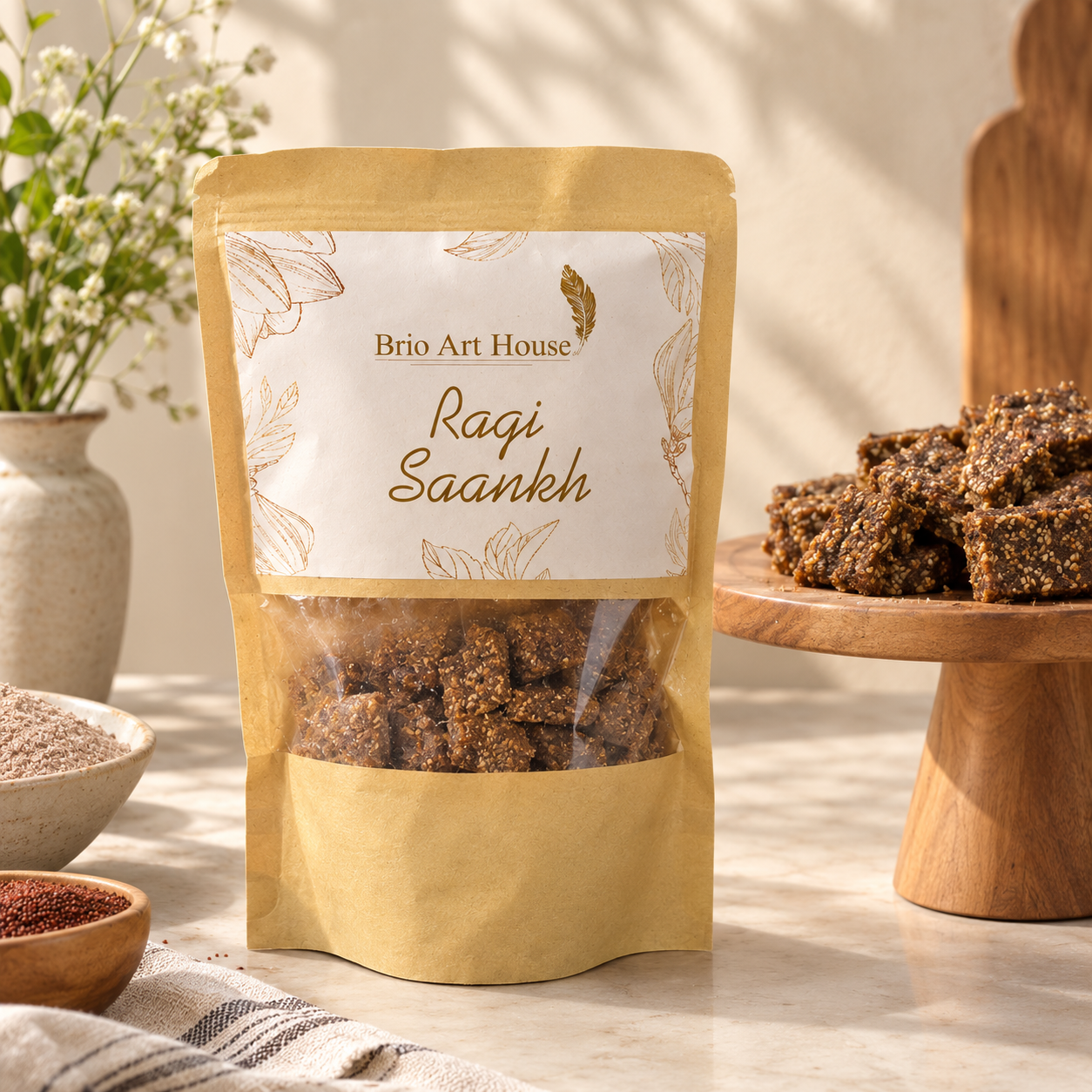 Handmade Ragi Sakh Namkeen by Brio Art House.- organic and healthy