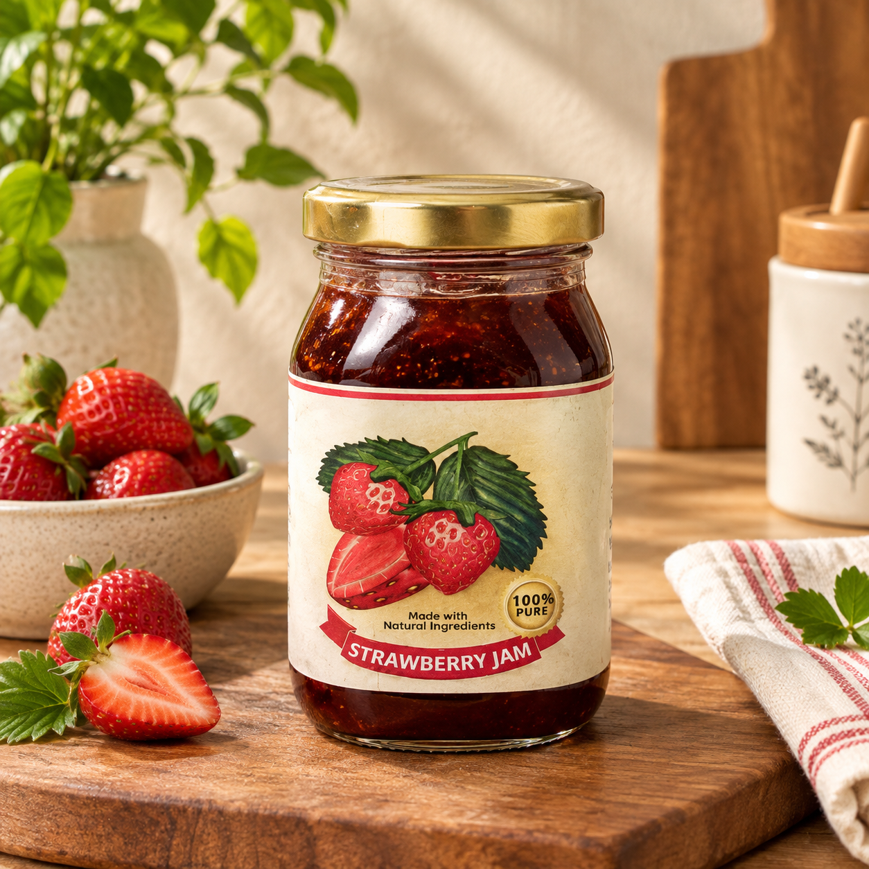 Handmade Strawberry Jam by Brio Art House- organic and healthy.