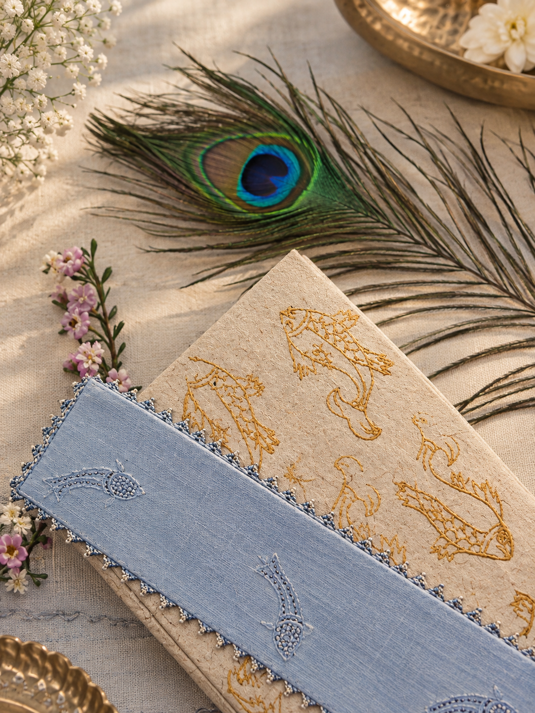 Handmade Chikankari Bookmark by Brio Art House.