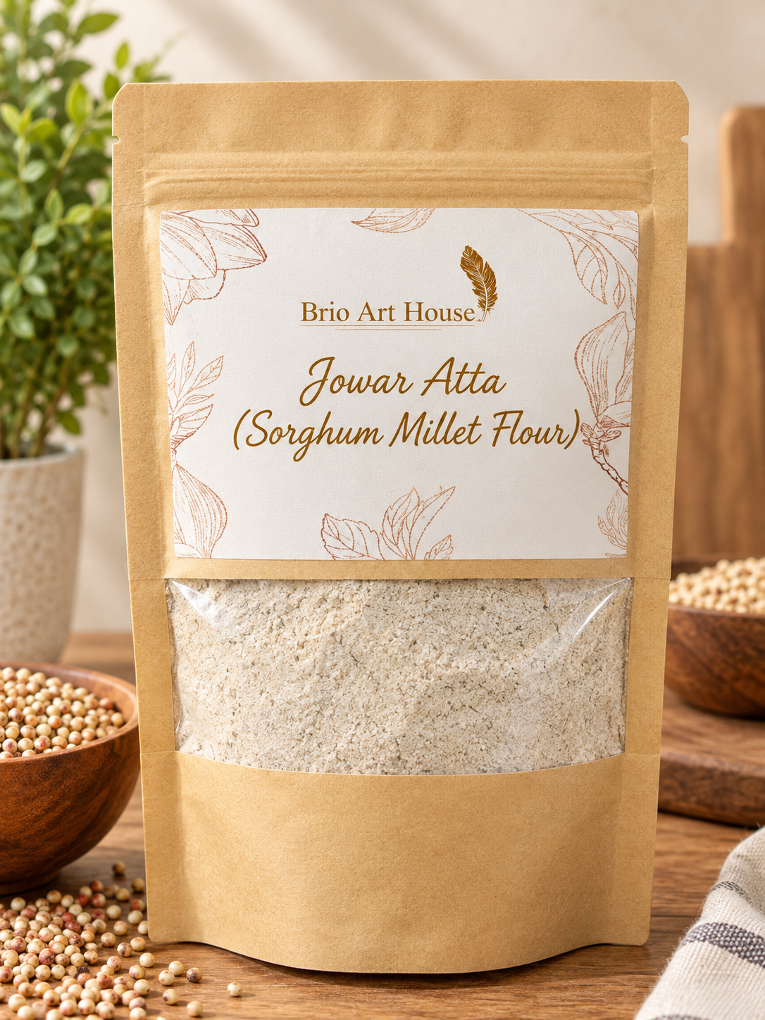 Handmade Jowar Atta (Sorghum Millet Flour) by Brio Art House – Organic & Fresh.