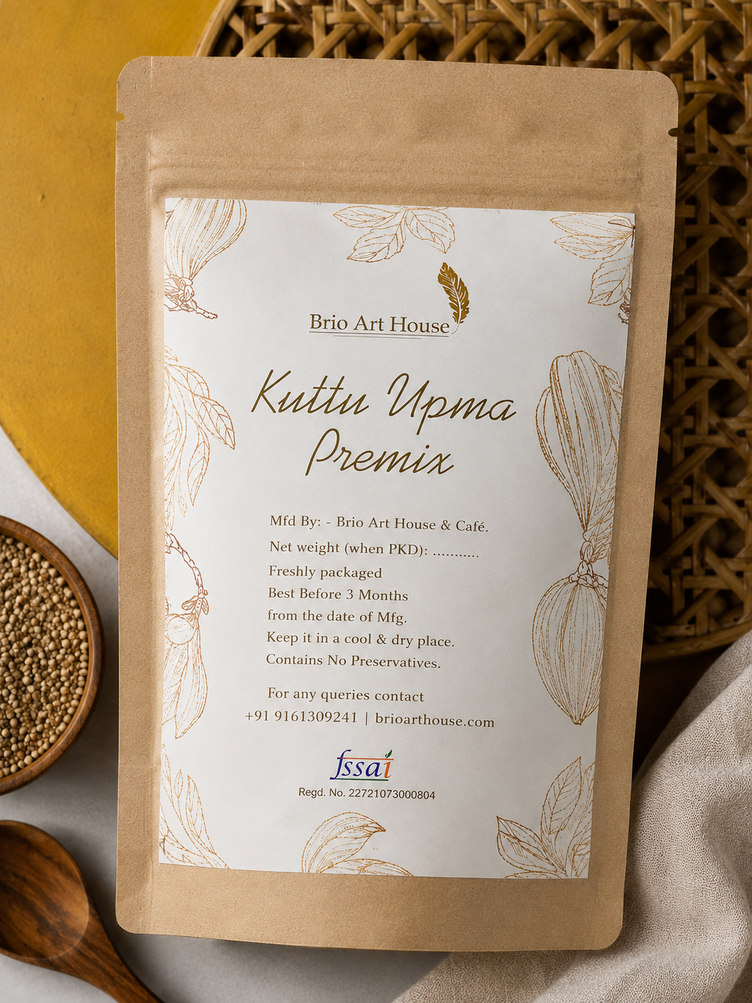 Handmade Kuttu Upma Premix by Brio Art House – Organic & Fresh.