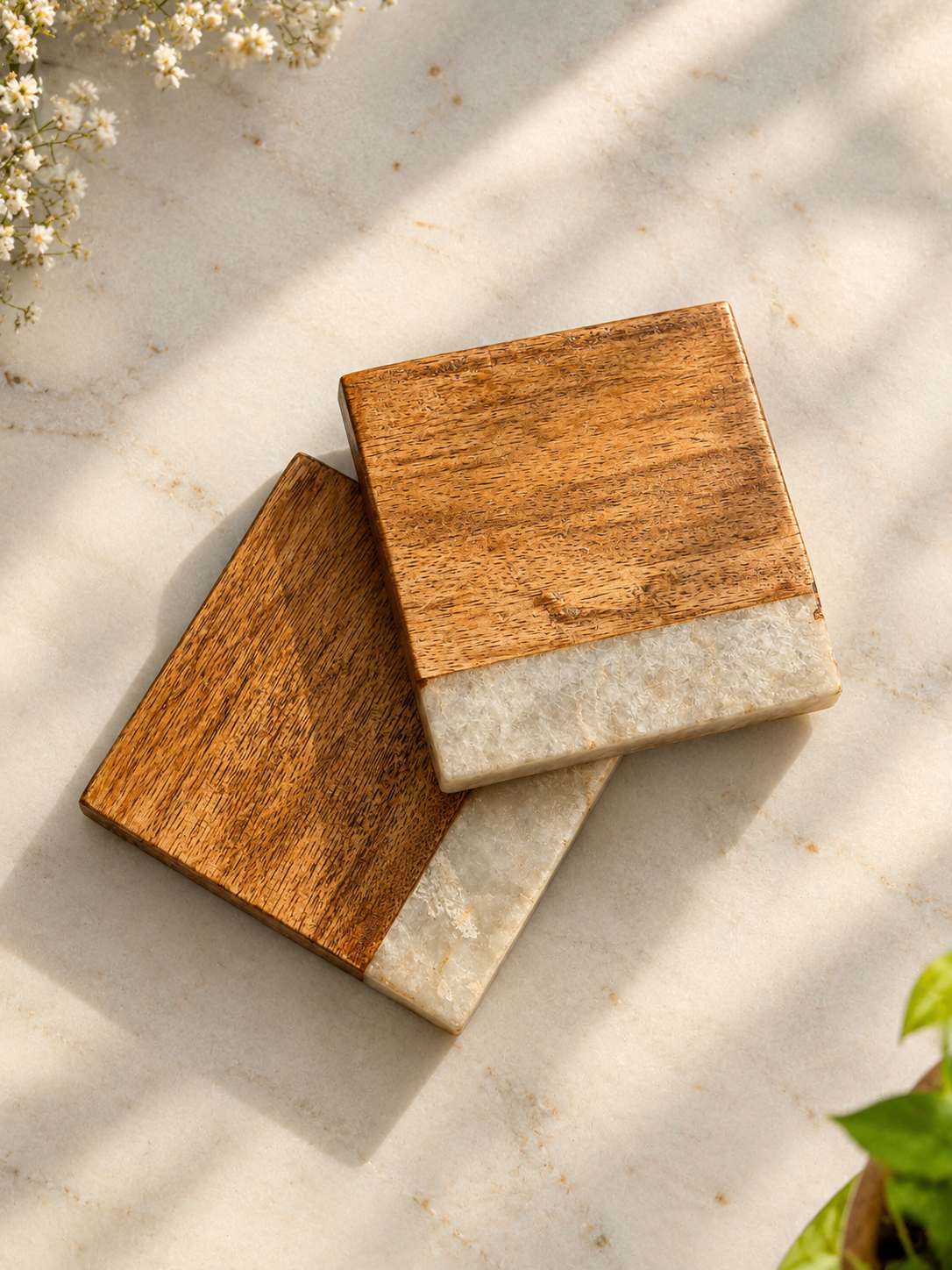 Handmade Square Shape Coaster Sangmarmar by Brio Art House.